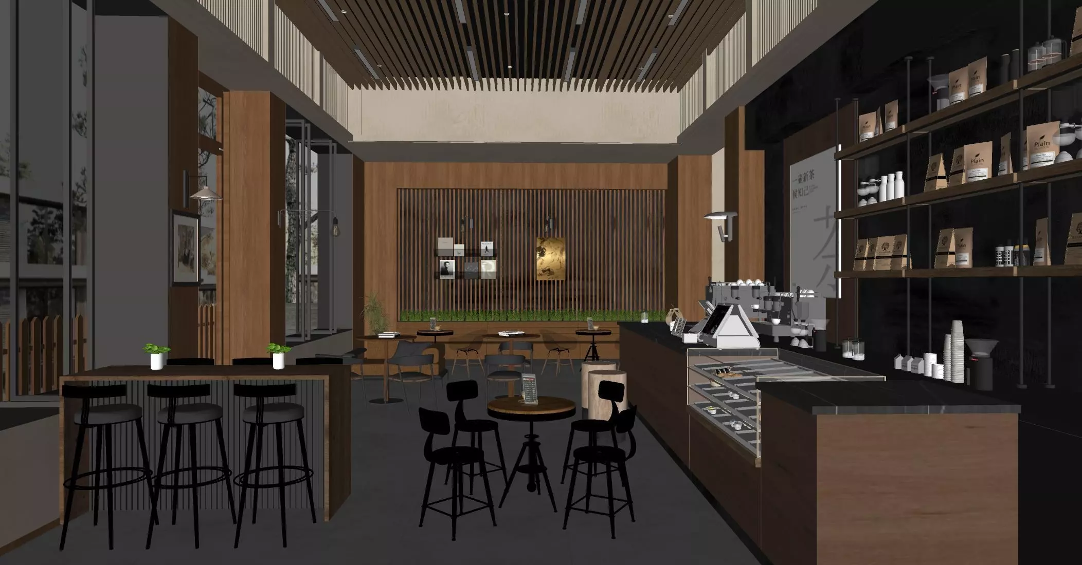 Industrial - style coffee shop 3D model 3D model_3