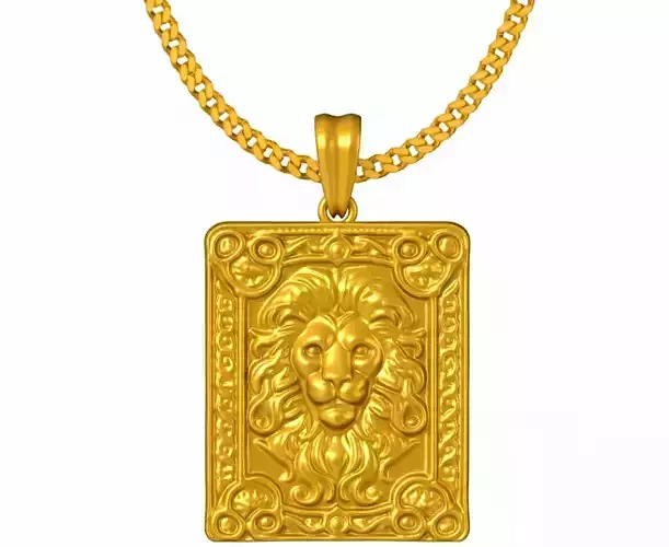 Men Lion Pendant STL 3D Model for Jewelry - One Inch Pendant
