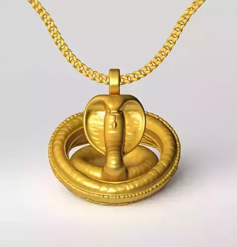 Snake Pendant Necklace STL 3D Jewelry - One Inch Pendant