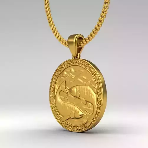 Zodiac Pendant Necklace STL 3D Model Jewelry - One Inch Pendant
