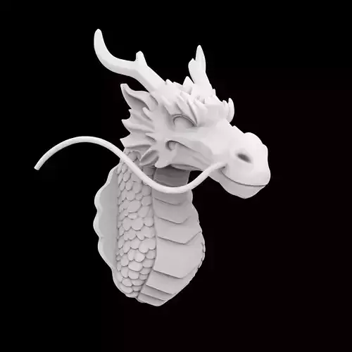 Regal Eastern Dragon Head Wall Mount 3D Printable Model