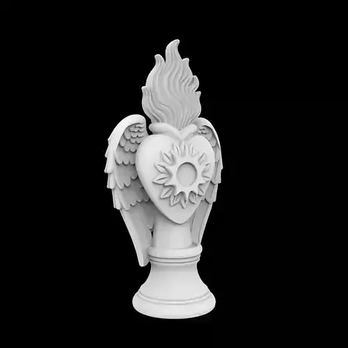 Sacred Heart with Flaming Wings Statue 