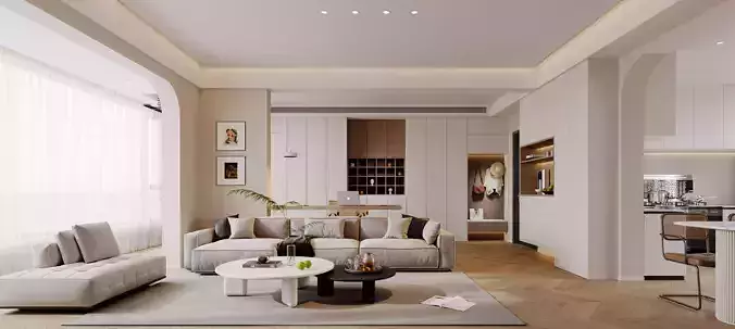 Modern living room dining room interior scenes 179
