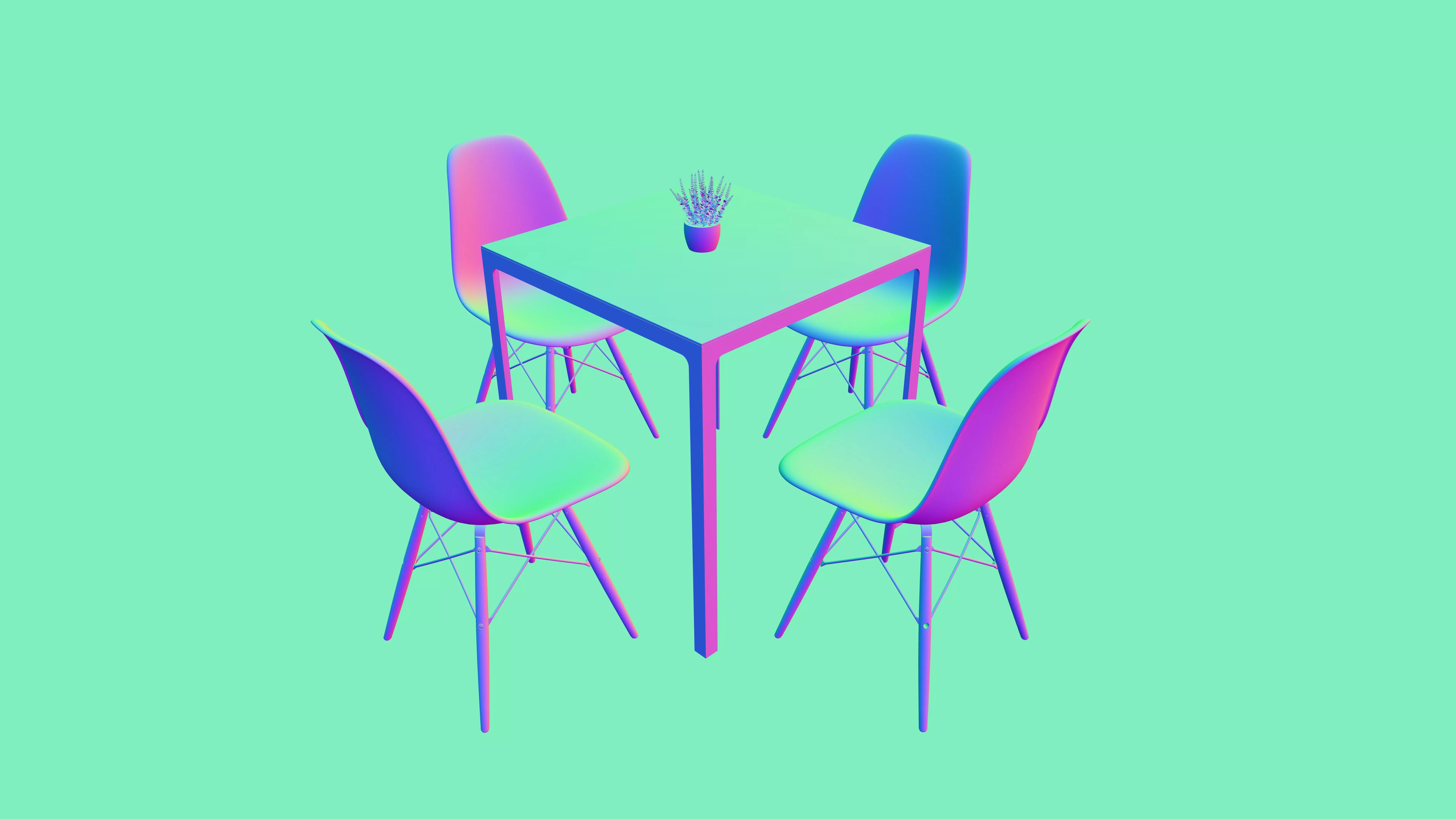 Modern Bistro Set with Eames-Style Chairs 3D model_3