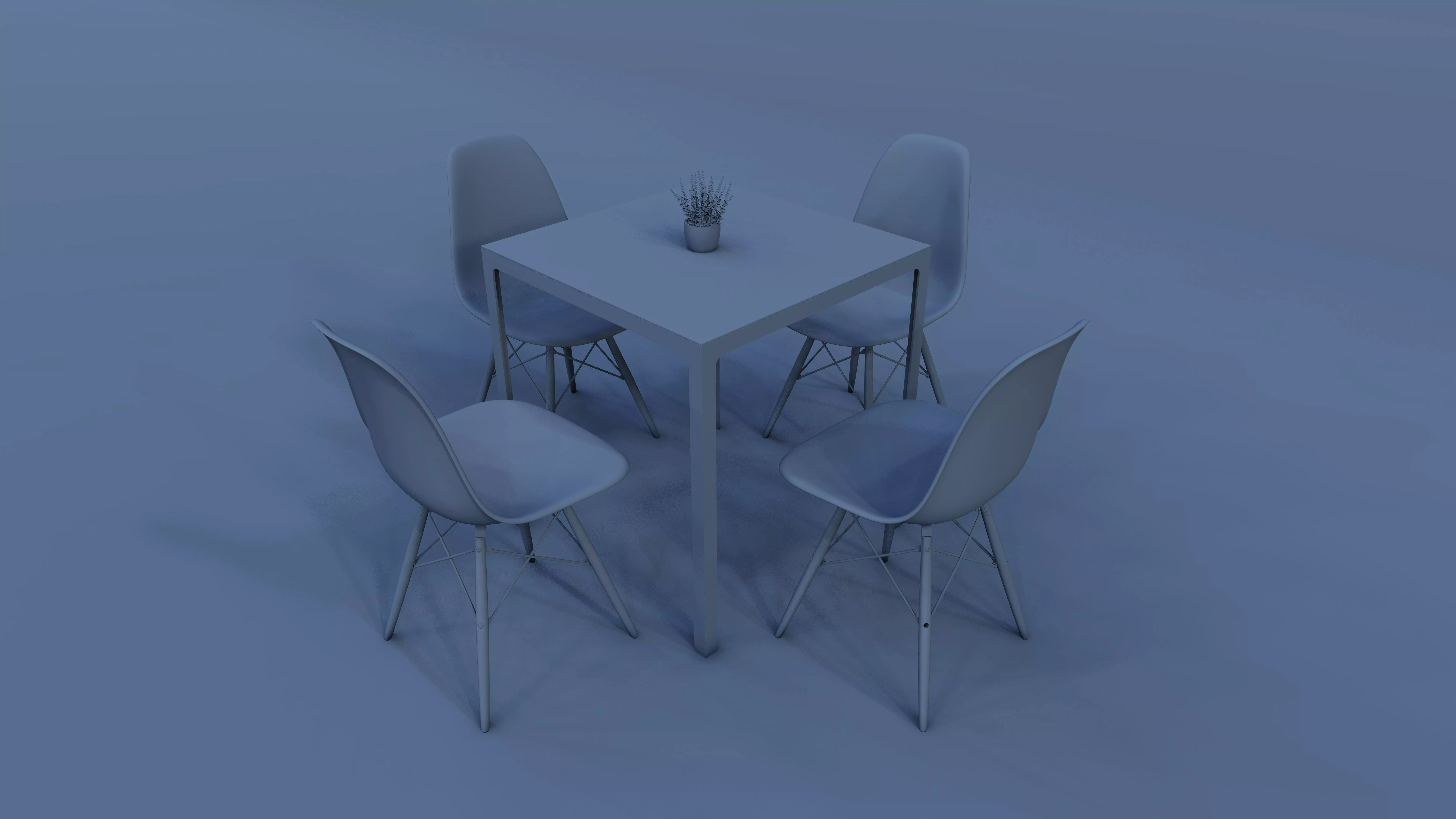 Modern Bistro Set with Eames-Style Chairs 3D model_1