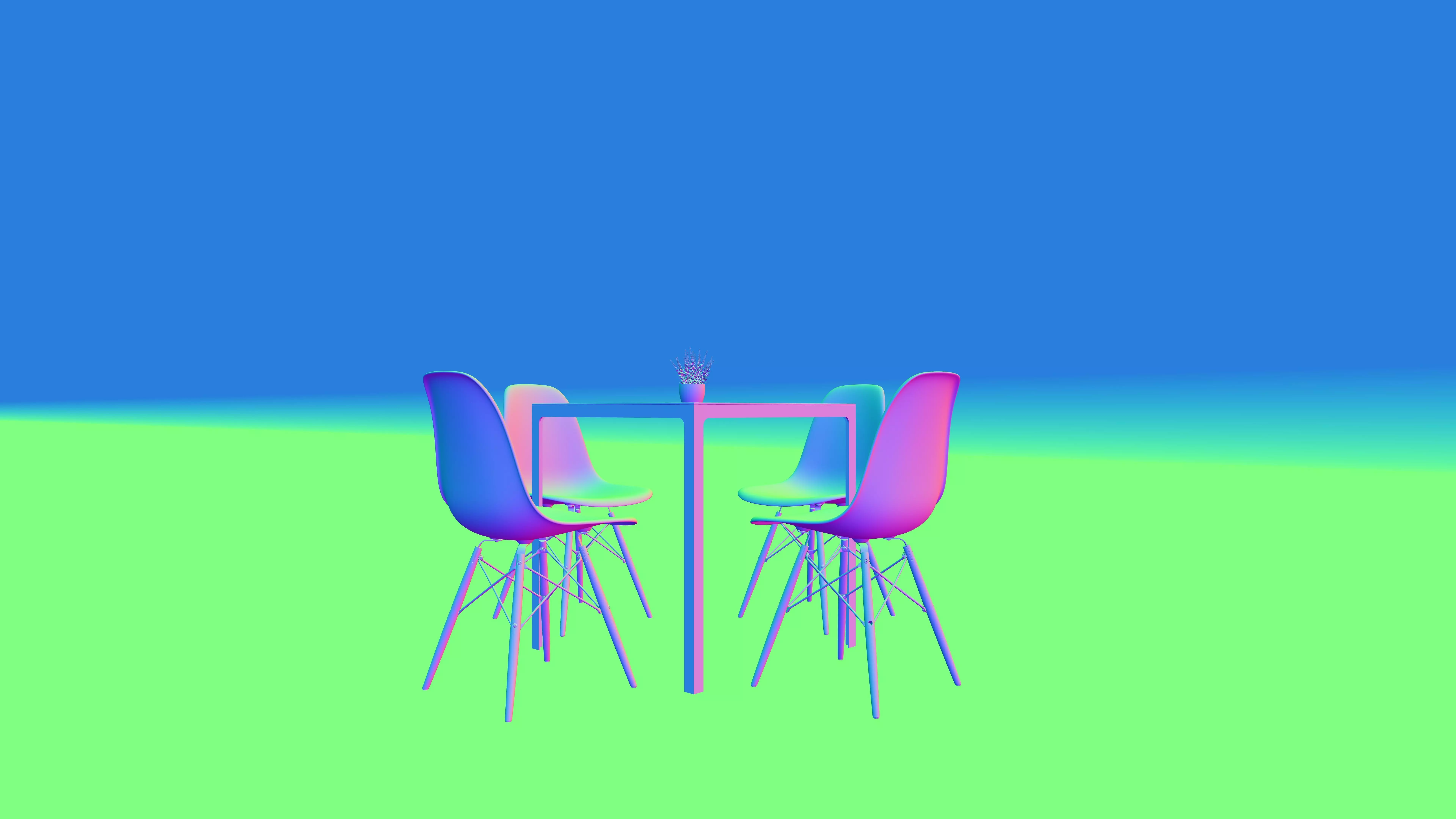 Modern Bistro Set with Eames-Style Chairs 3D model_7