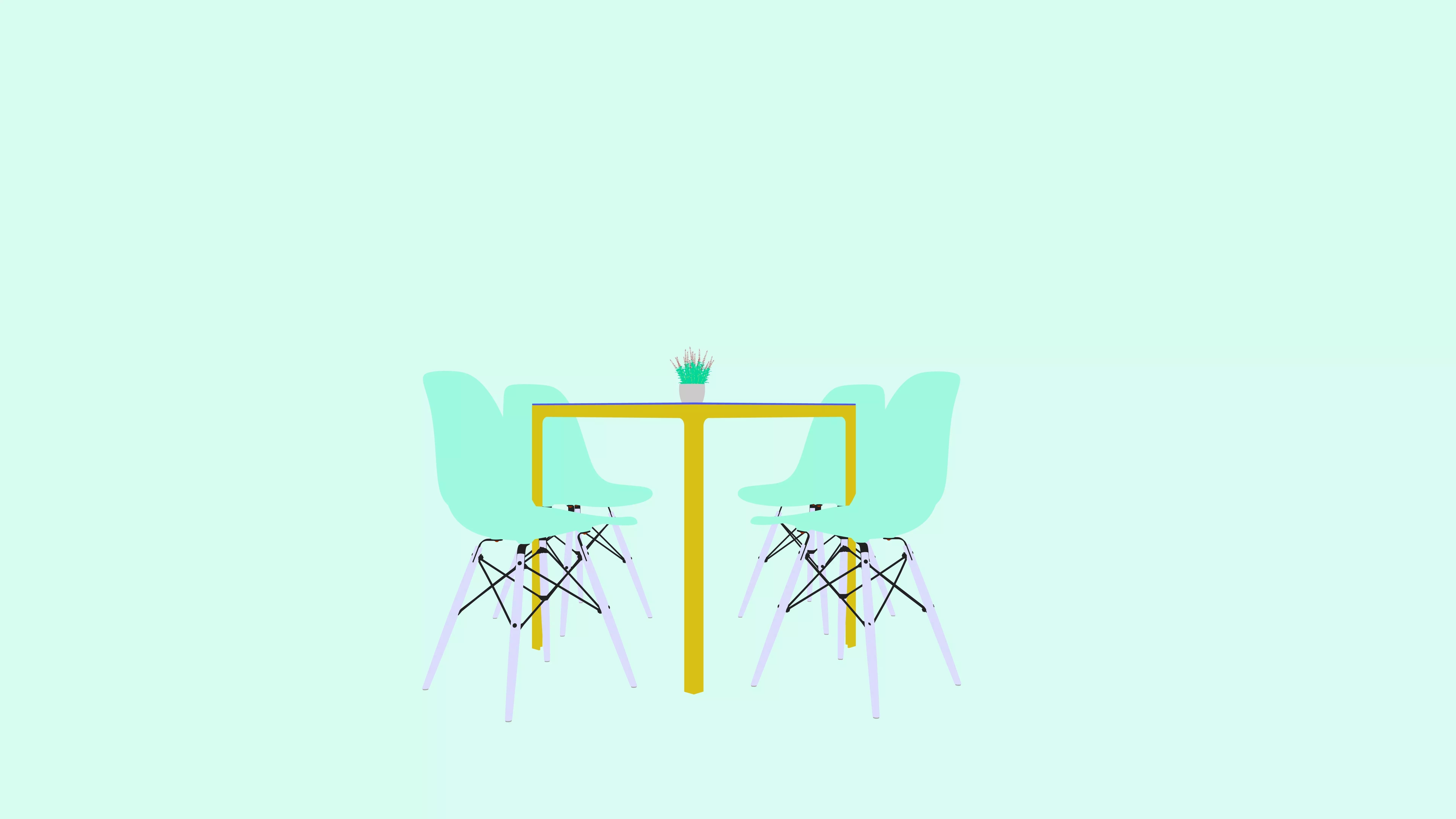 Modern Bistro Set with Eames-Style Chairs 3D model_6
