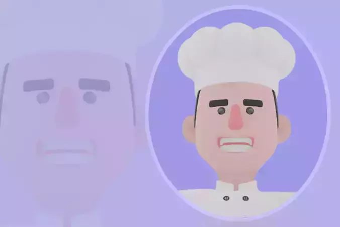 Stylized 3D Male Chef Character - Cartoon Cook Holding Turkey