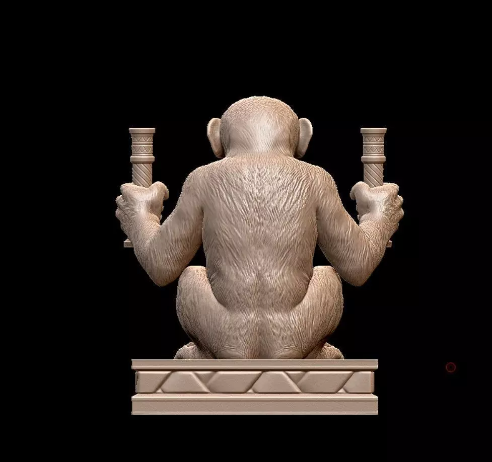 Chimpanzee Monkey Statue Modular 3D print model_10