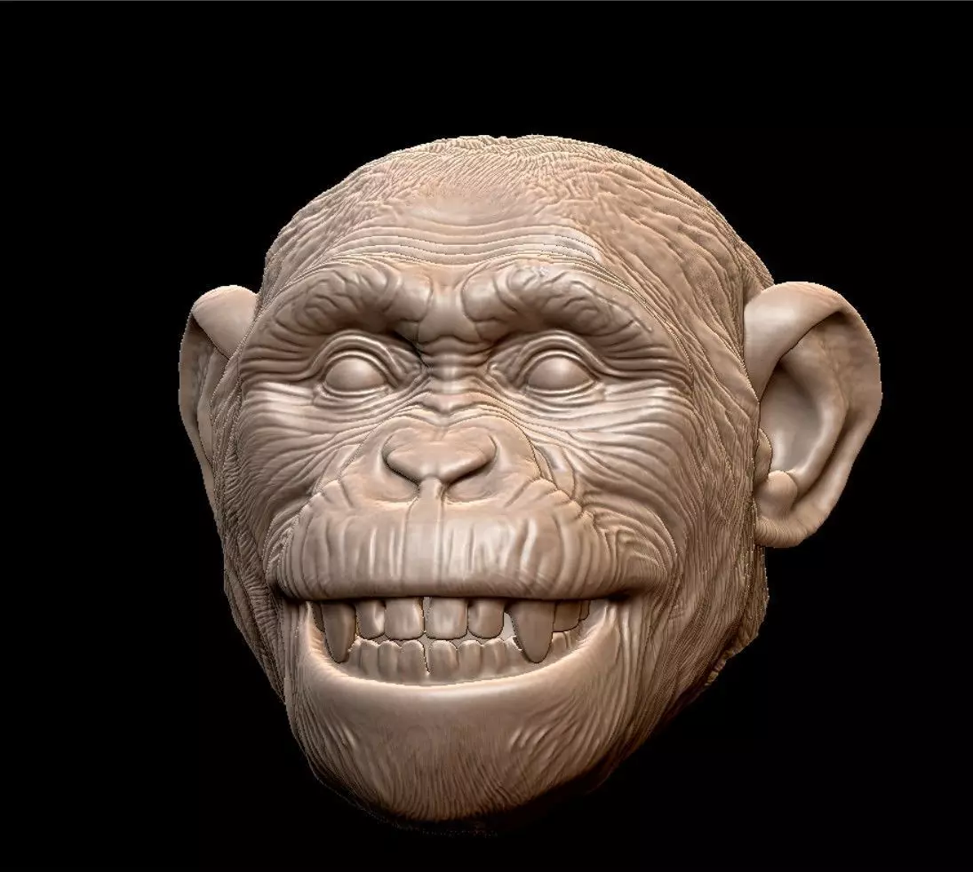 Chimpanzee Monkey Statue Modular 3D print model_12