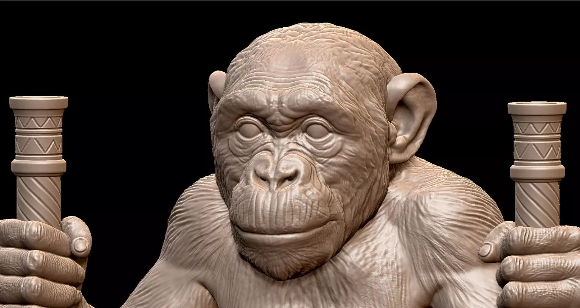 Chimpanzee Monkey Statue Modular 3D print model_7