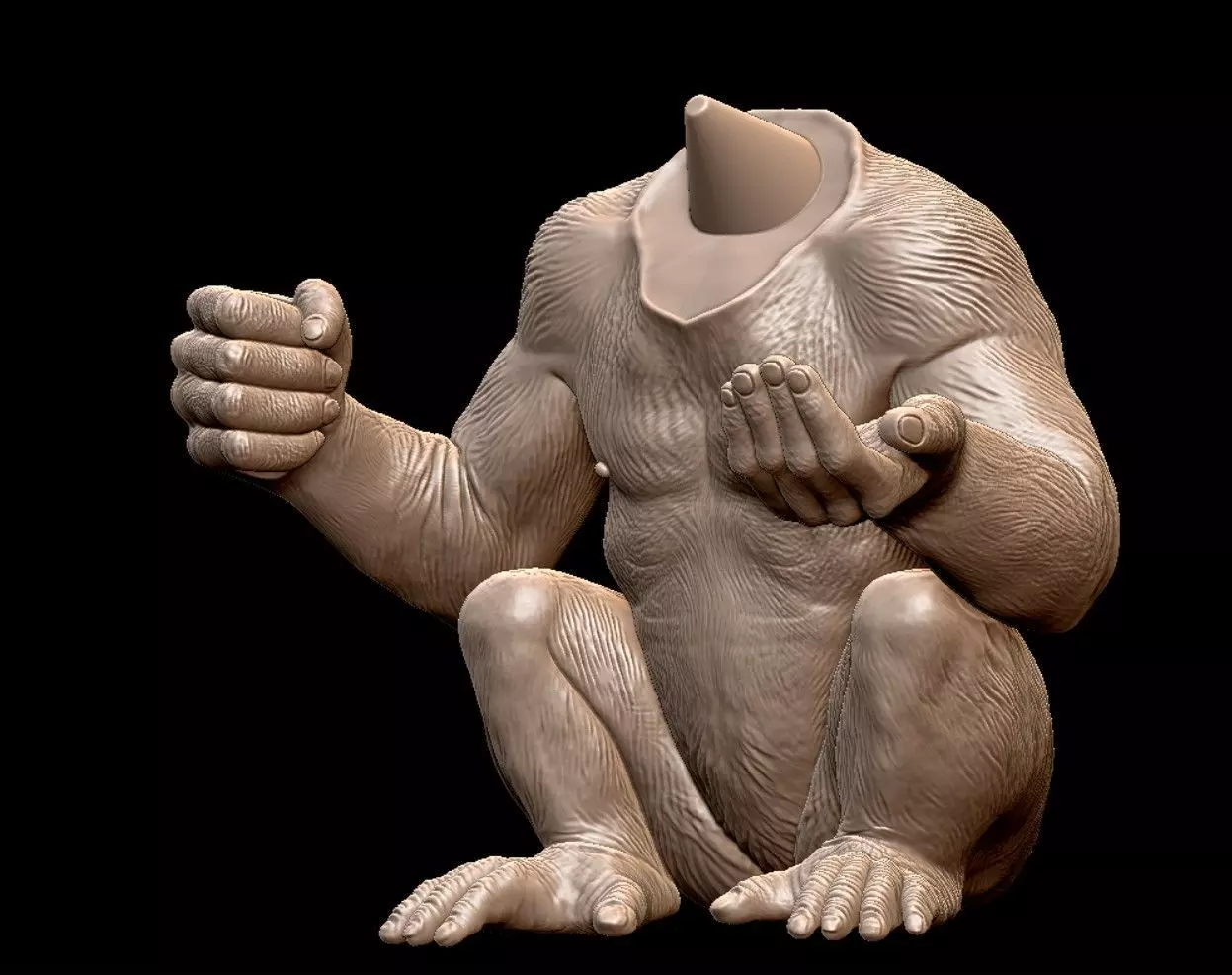 Chimpanzee Monkey Statue Modular 3D print model_5