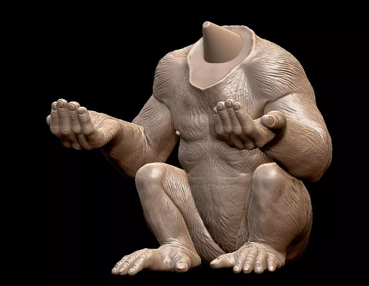 Chimpanzee Monkey Statue Modular 3D print model_4