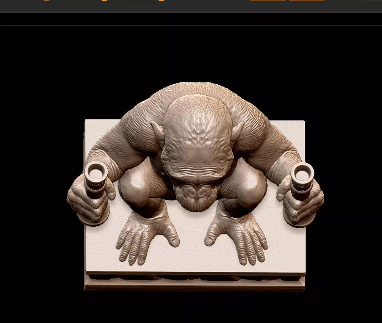 Chimpanzee Monkey Statue Modular 3D print model_9
