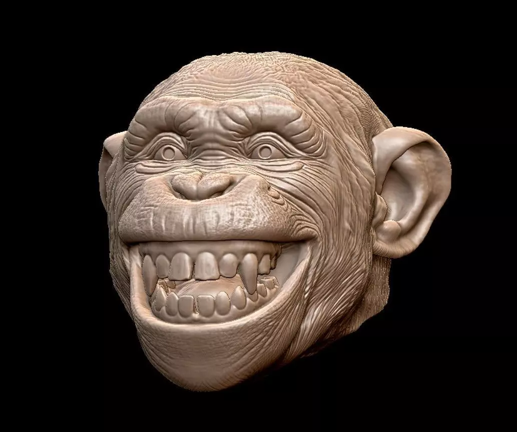 Chimpanzee Monkey Statue Modular 3D print model_13