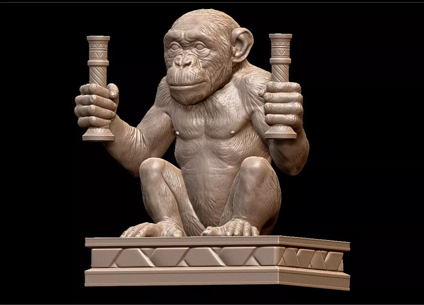 Chimpanzee Monkey Statue Modular 3D print model_0