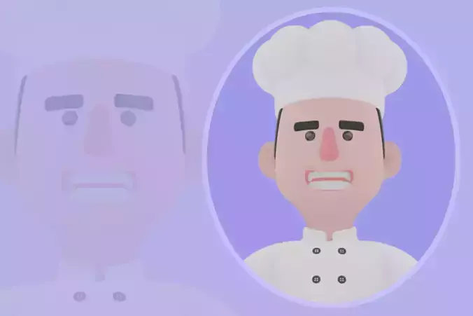 Stylized 3D Male Chef Character - Cartoon Cook with Turkey