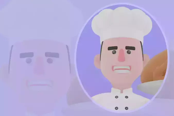 Stylized 3D Male Chef Character - Cartoon Cook Serving Turkey
