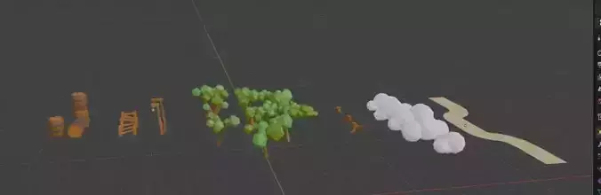 Low-Poly Game Asset Pack Trees Clouds Props and Environment Low-poly 3D model