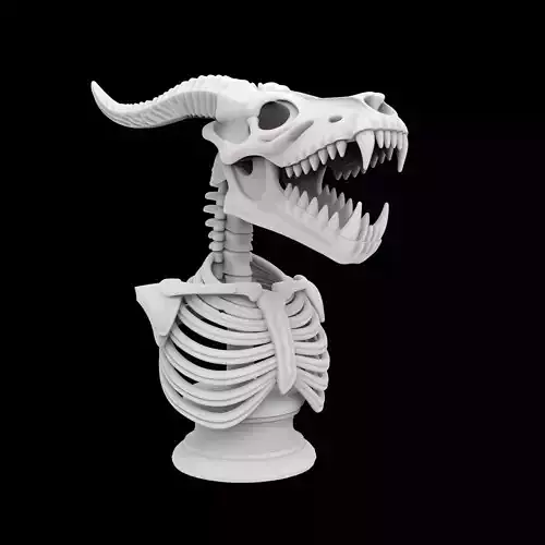Skeleton Dragon Skull Bust 3D Printable Model