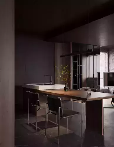 Modern living room dining room interior scenes 185