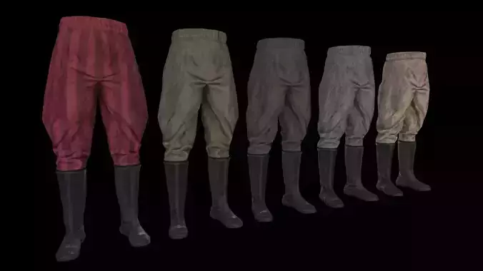 medieval village cloth pants and boots set game ready 