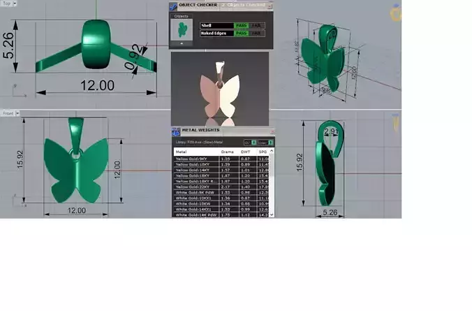 Stl 3dm gold Pendant  A Dreamy and Elegant Butterfly gp0238 3D print model