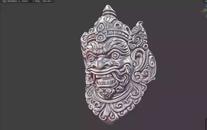 Bali God face deity ring