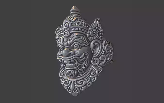 Bali God face deity ring