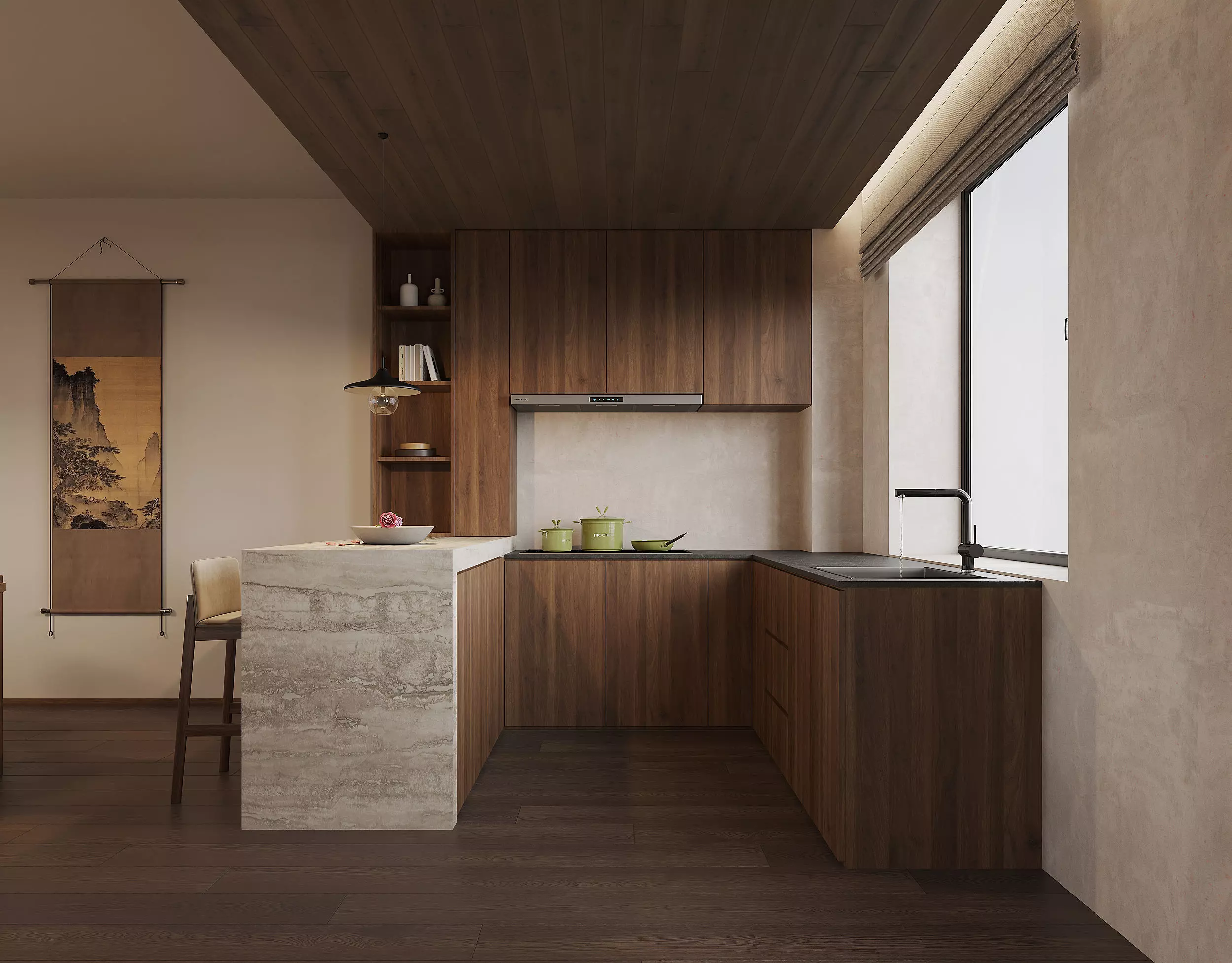 Eclectic interior scene 3D model_2