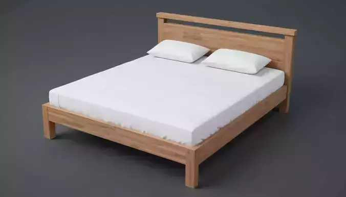 Simple Bed 3D Model  Low Poly Furniture  Game  Interior Ready Free low-poly 3D model