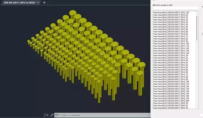 DIN EN 24017 Hex Head Bolts DWG Pack Metric M12 to M30