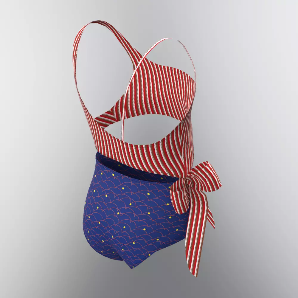 Girls swimsuit 3d clothing rigged model Low-poly 3D model_4