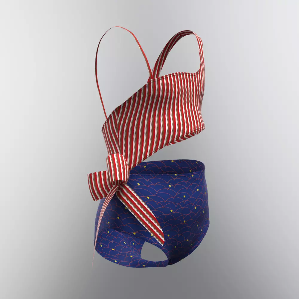 Girls swimsuit 3d clothing rigged model Low-poly 3D model_3