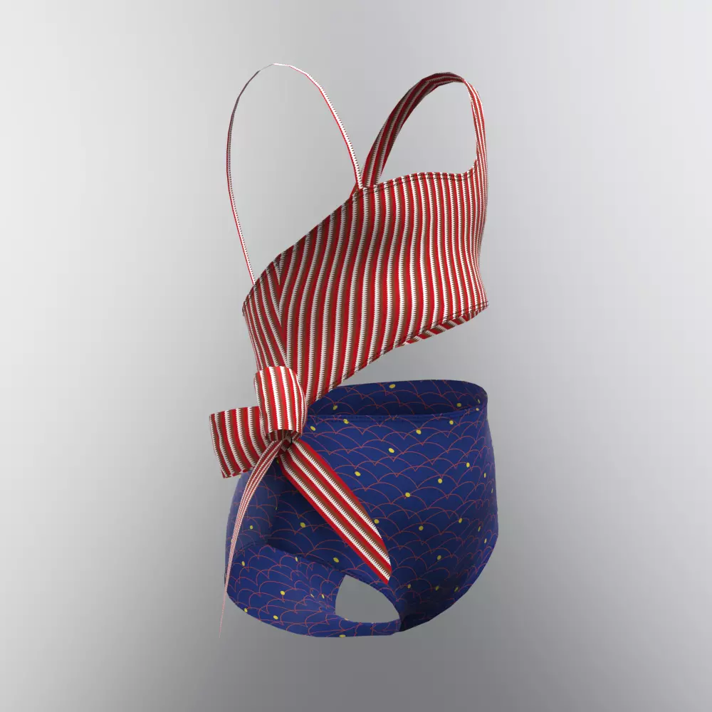 Girls swimsuit 3d clothing rigged model Low-poly 3D model_7