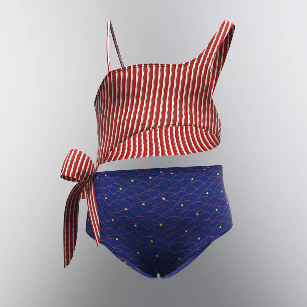 Girls swimsuit 3d clothing rigged model Low-poly 3D model_2