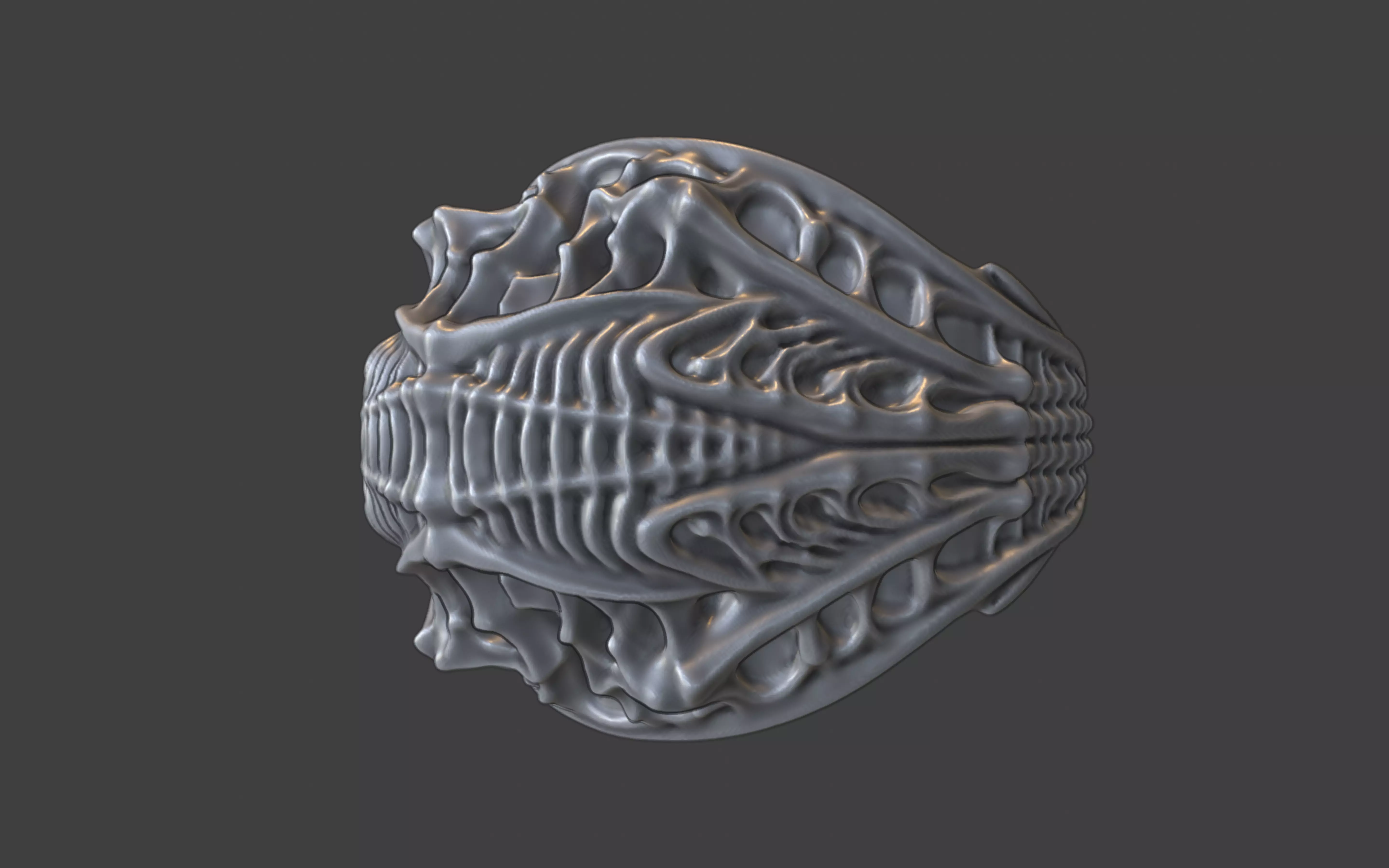 bioorganic giger style ring  v1 3D print model_14