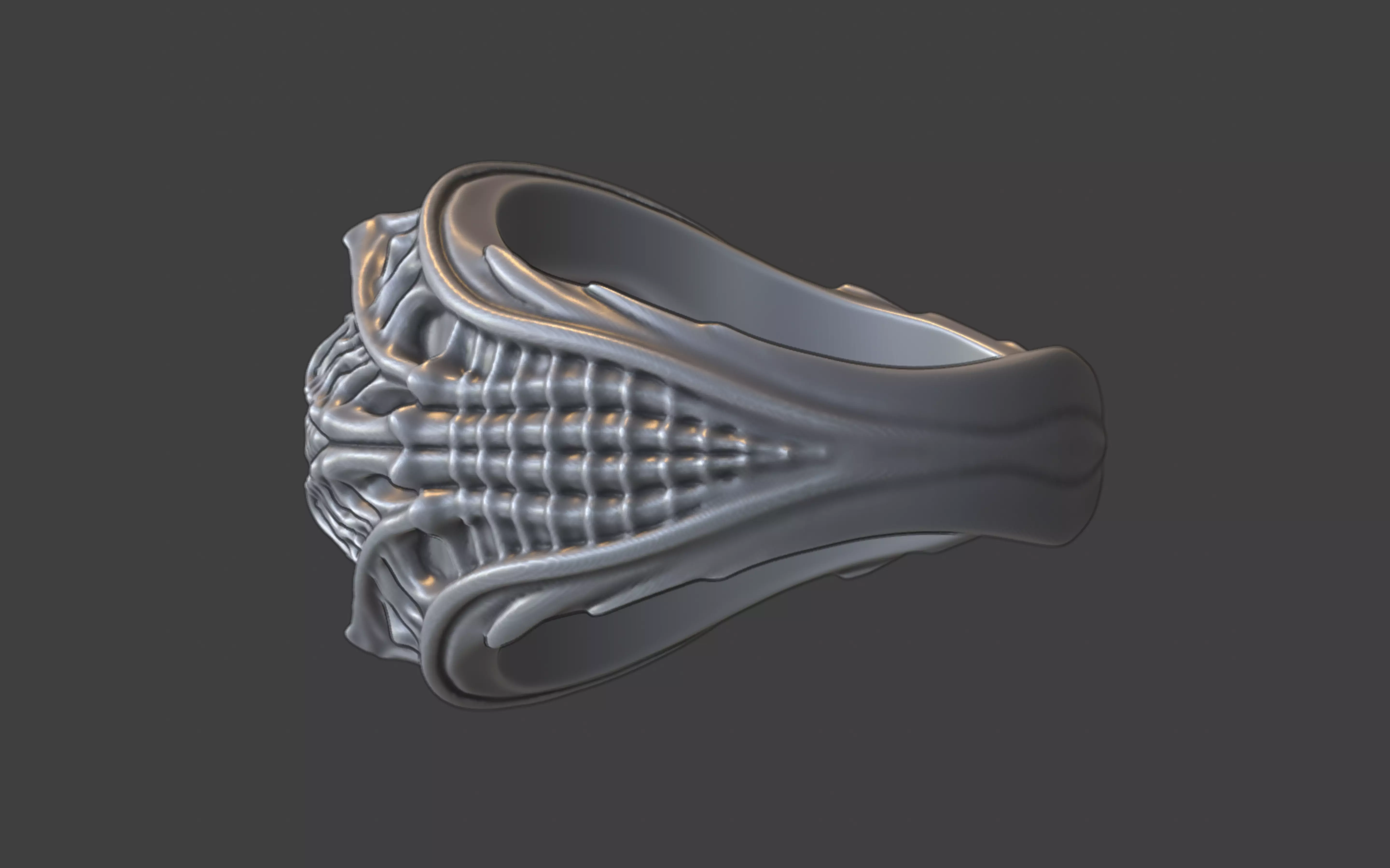 bioorganic giger style ring  v1 3D print model_5