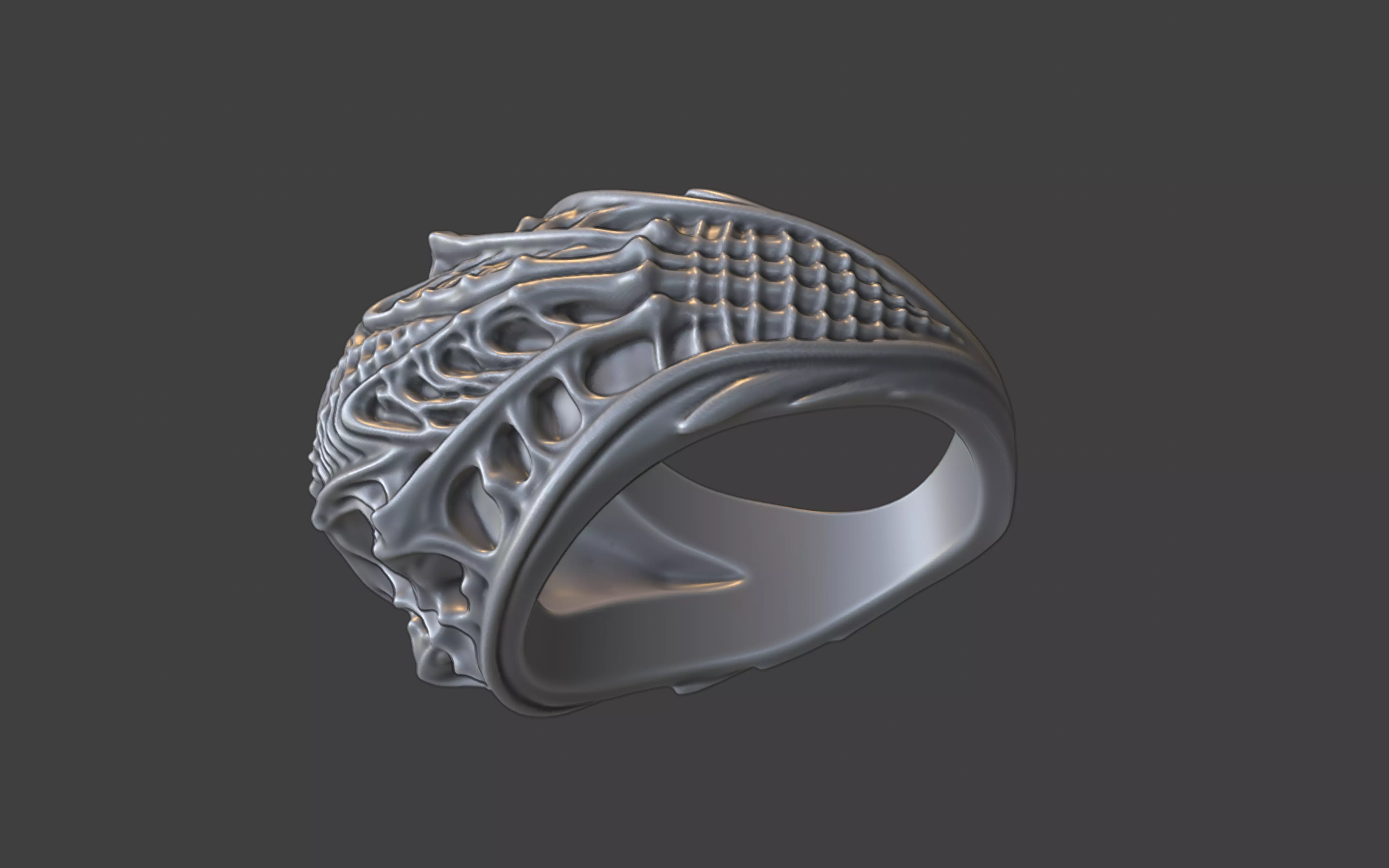 bioorganic giger style ring  v1 3D print model_12