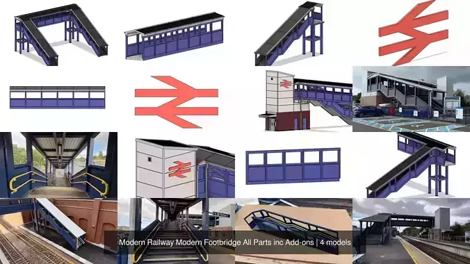 Modern Railway Modern Footbridge All Parts inc Add-ons