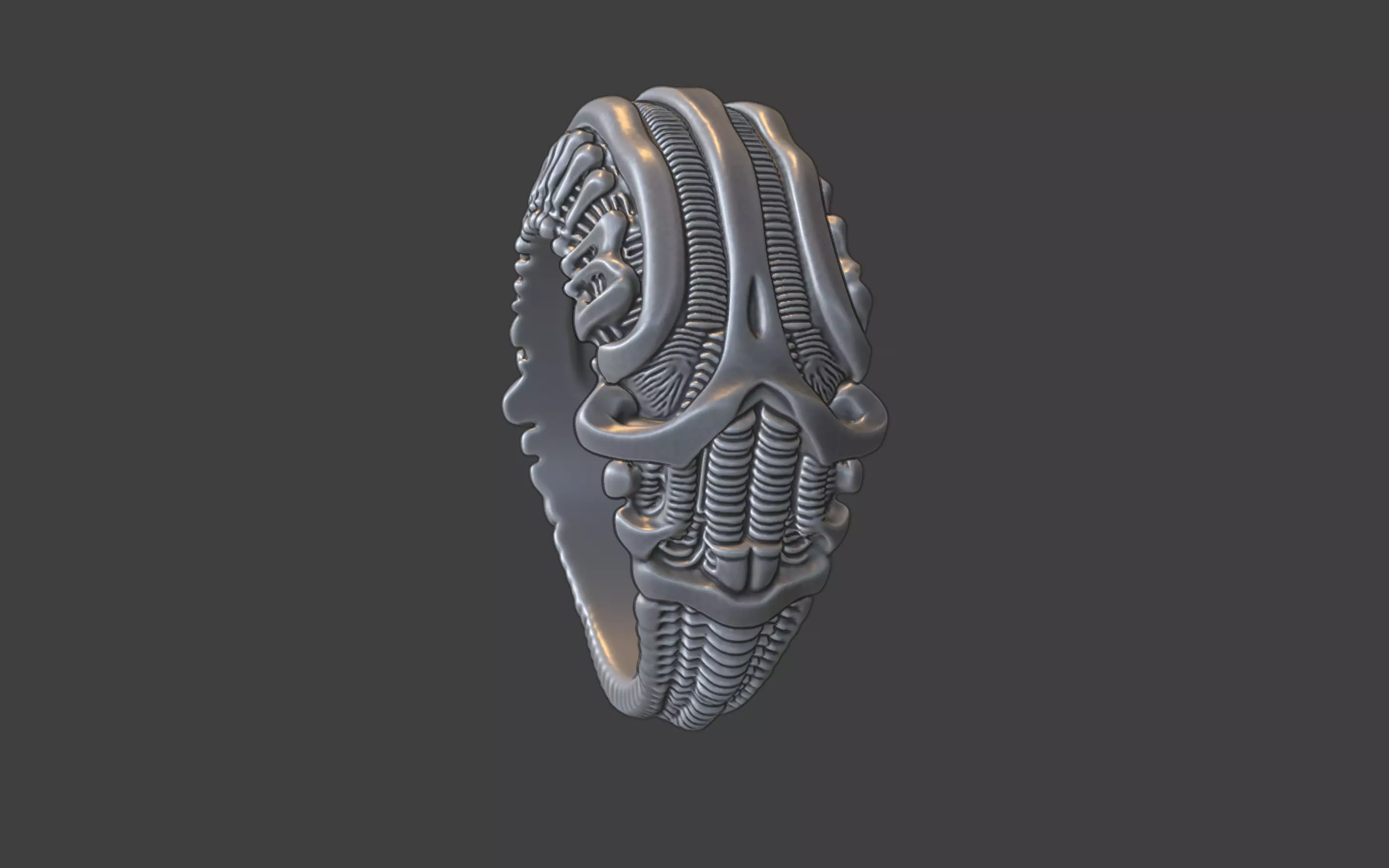 bioorganic giger style ring v3 3D print model_7