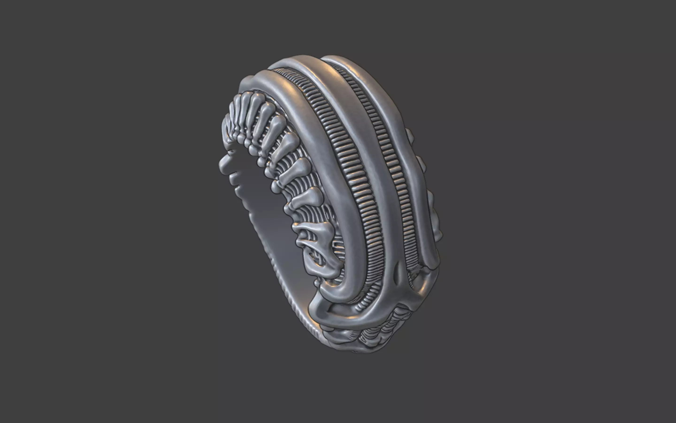 bioorganic giger style ring v3 3D print model_10