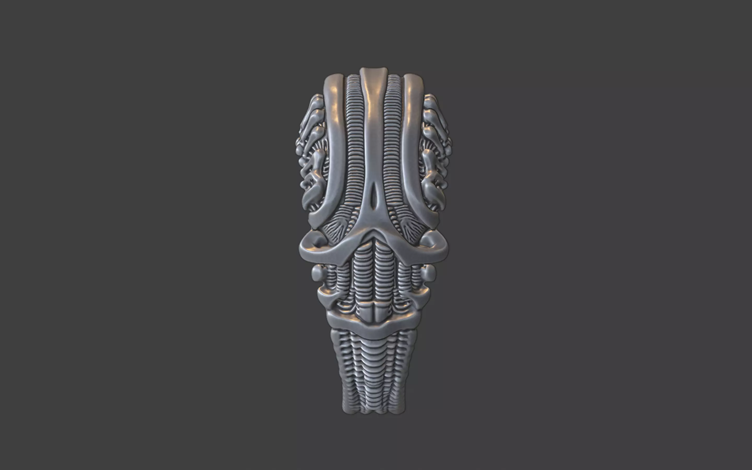 bioorganic giger style ring v3 3D print model_2