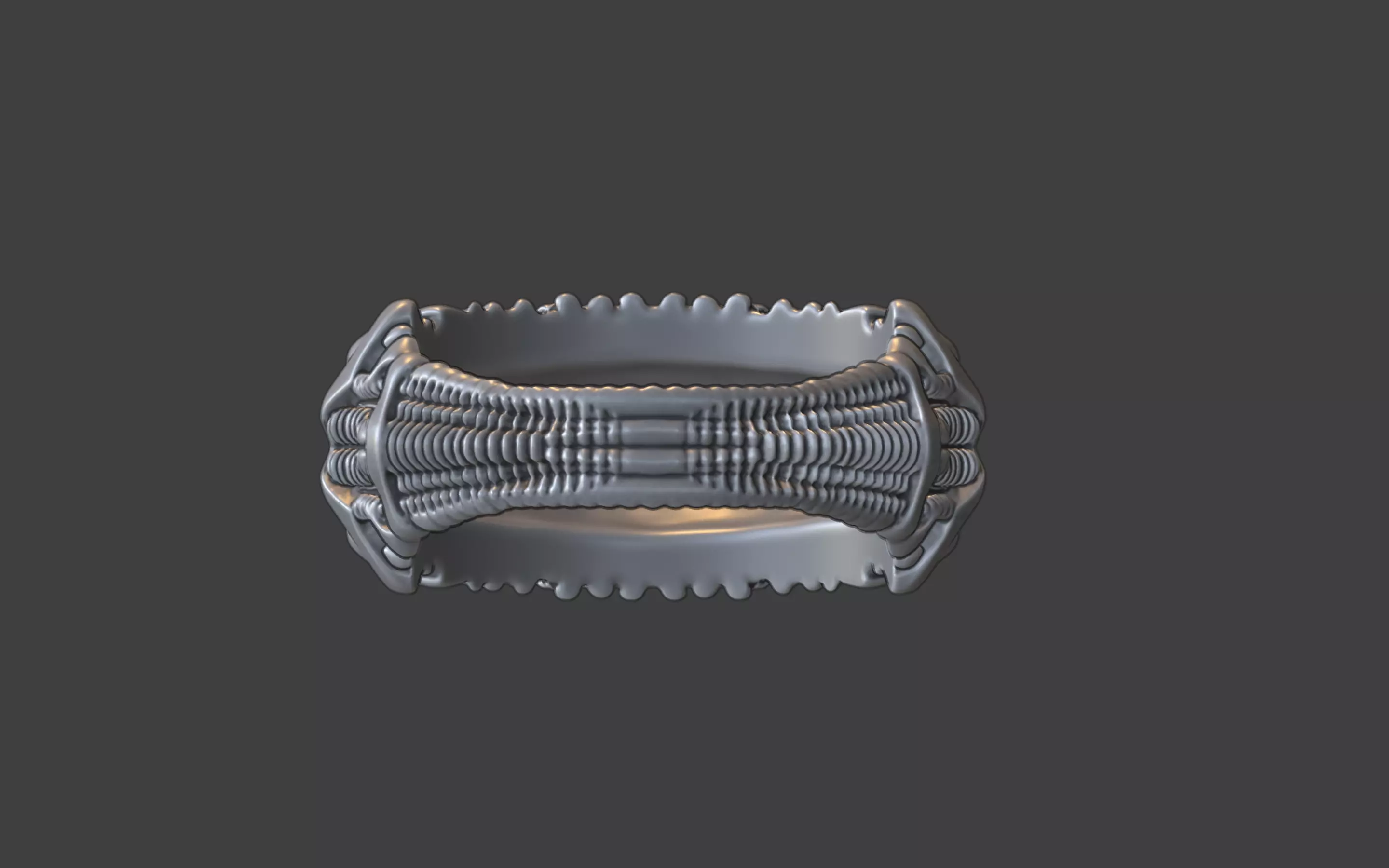 bioorganic giger style ring v3 3D print model_14