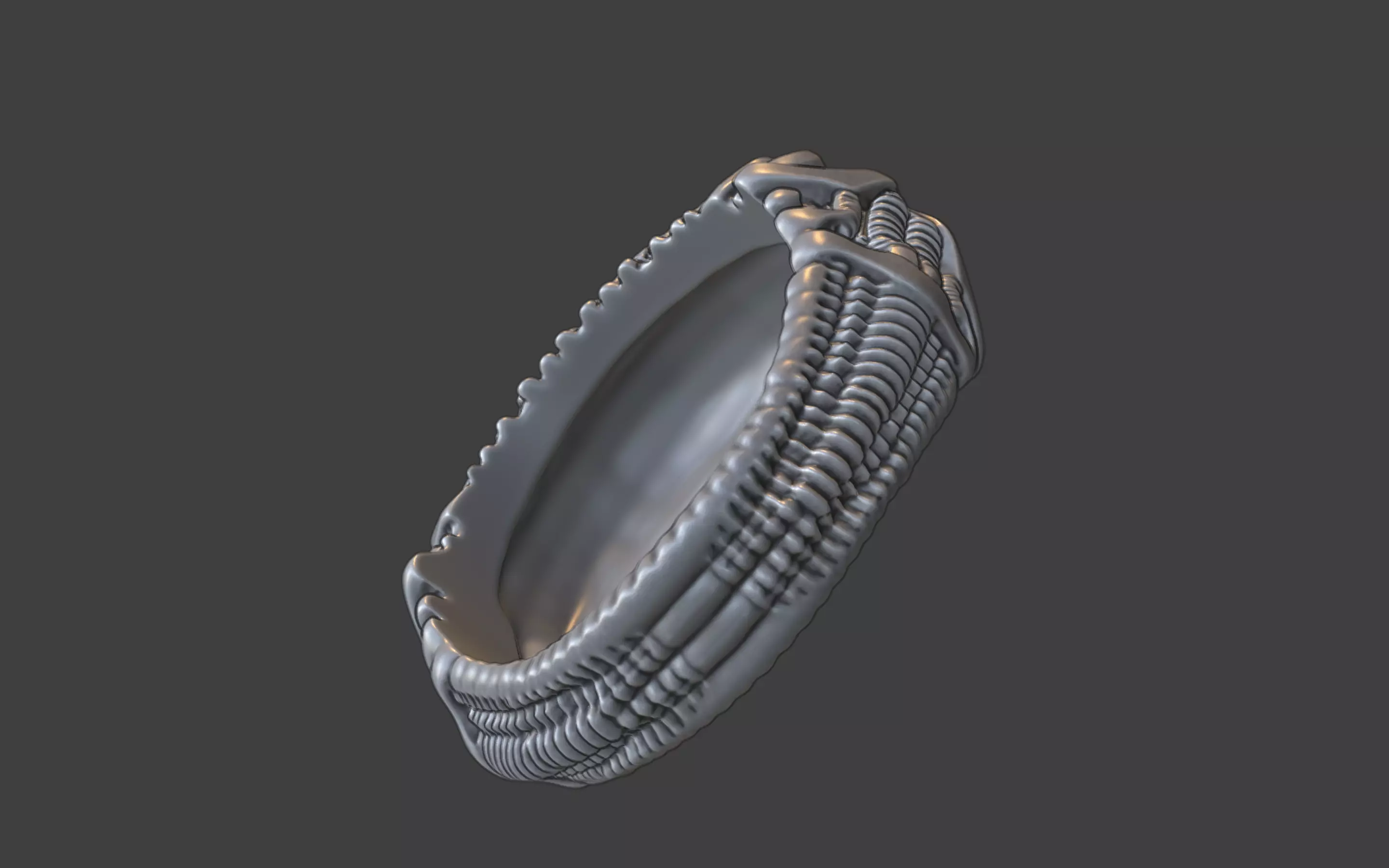 bioorganic giger style ring v3 3D print model_15