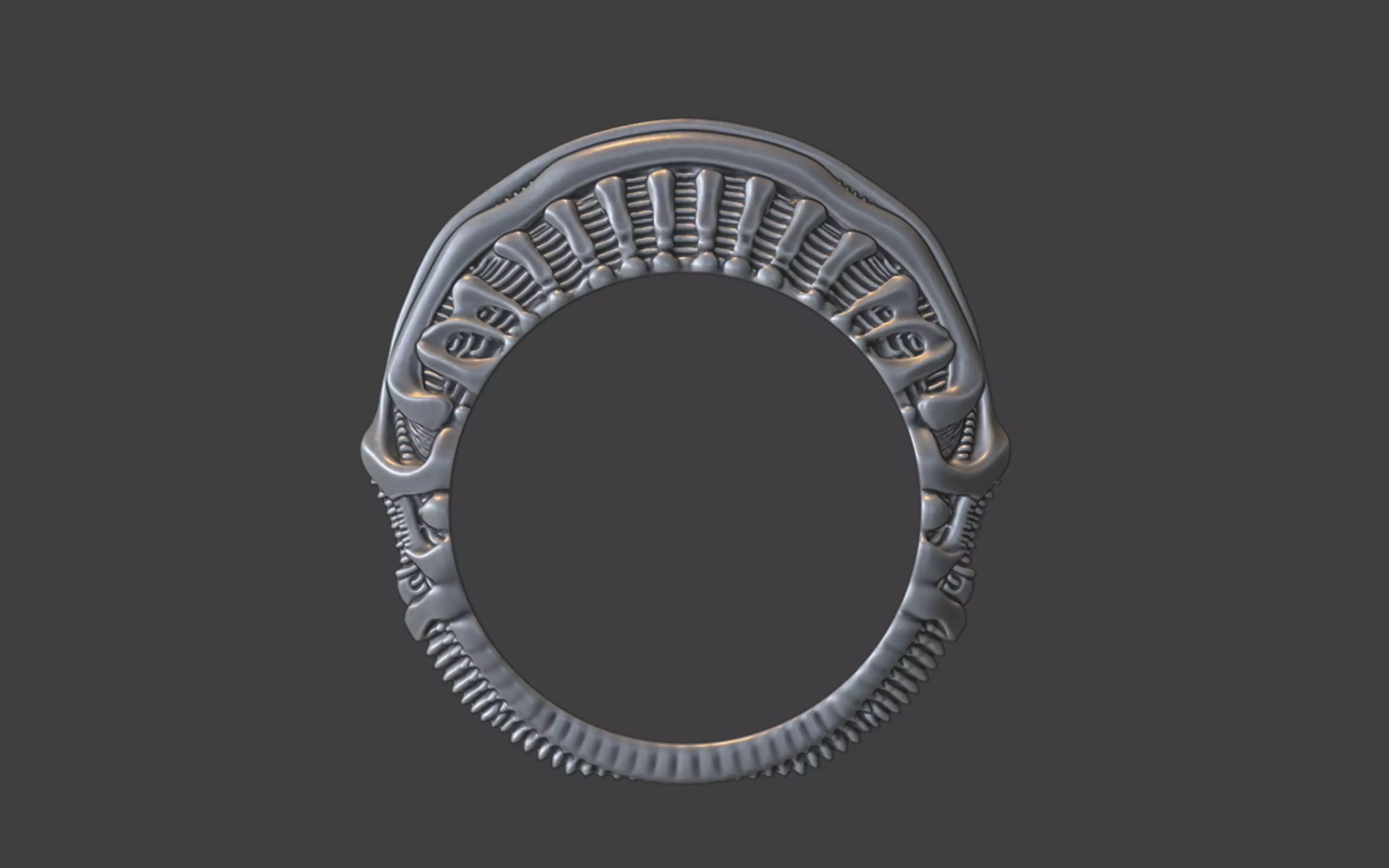 bioorganic giger style ring v3 3D print model_1