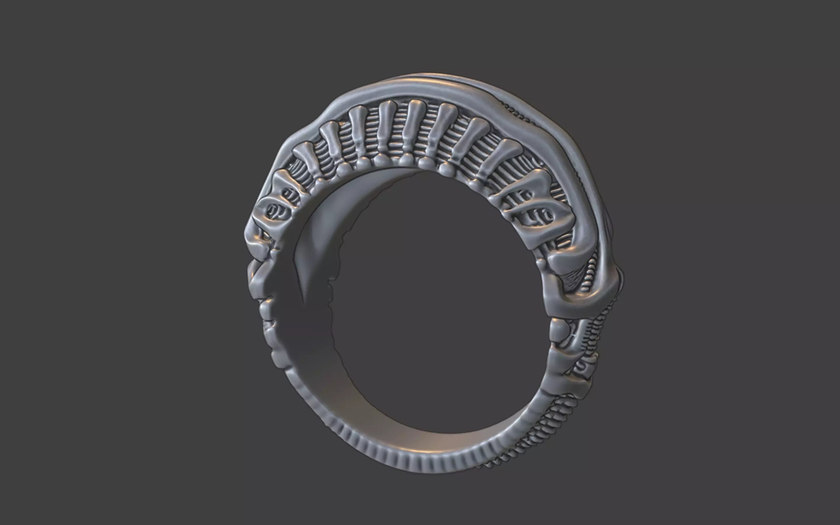 bioorganic giger style ring v3 3D print model_19