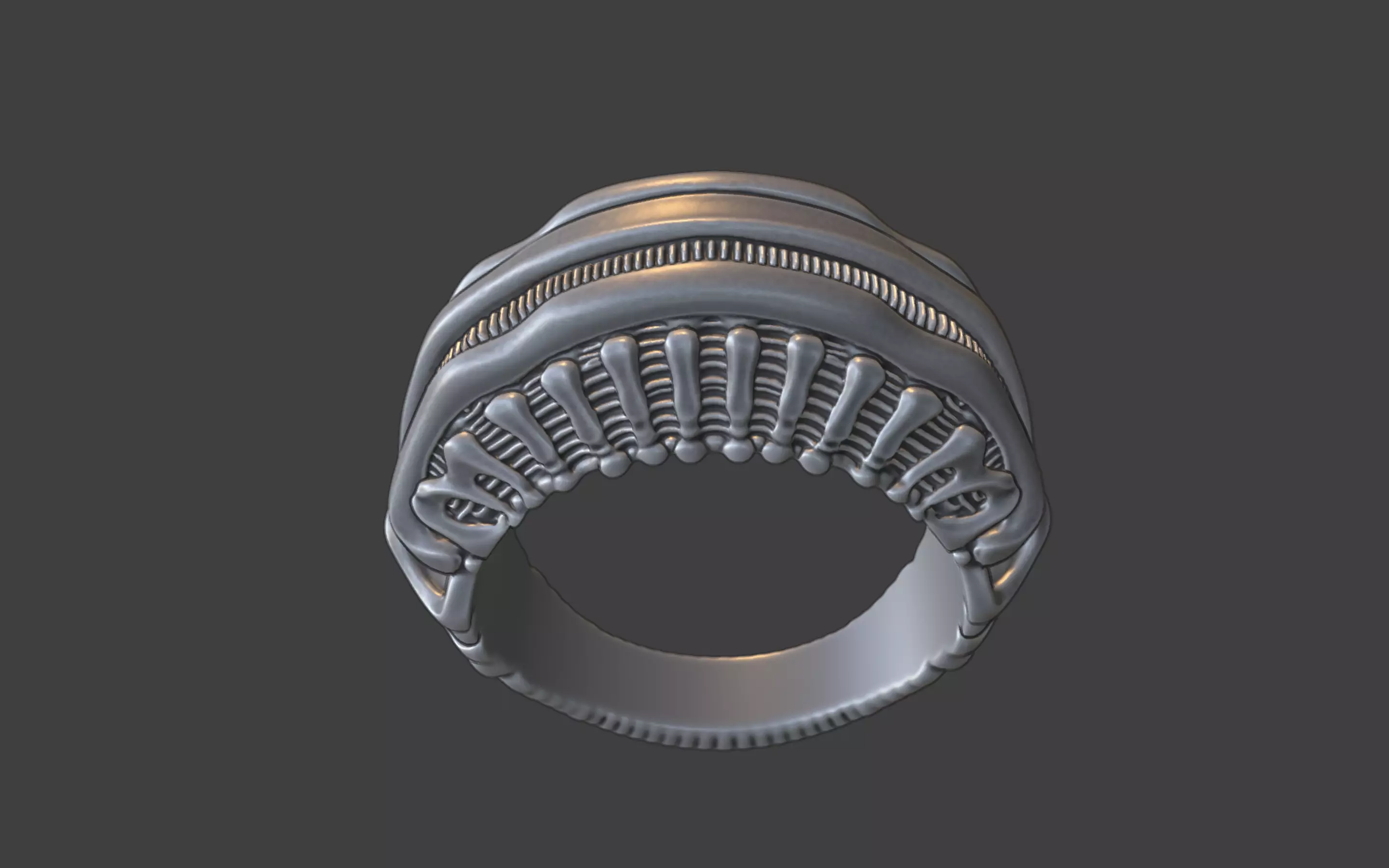 bioorganic giger style ring v3 3D print model_8