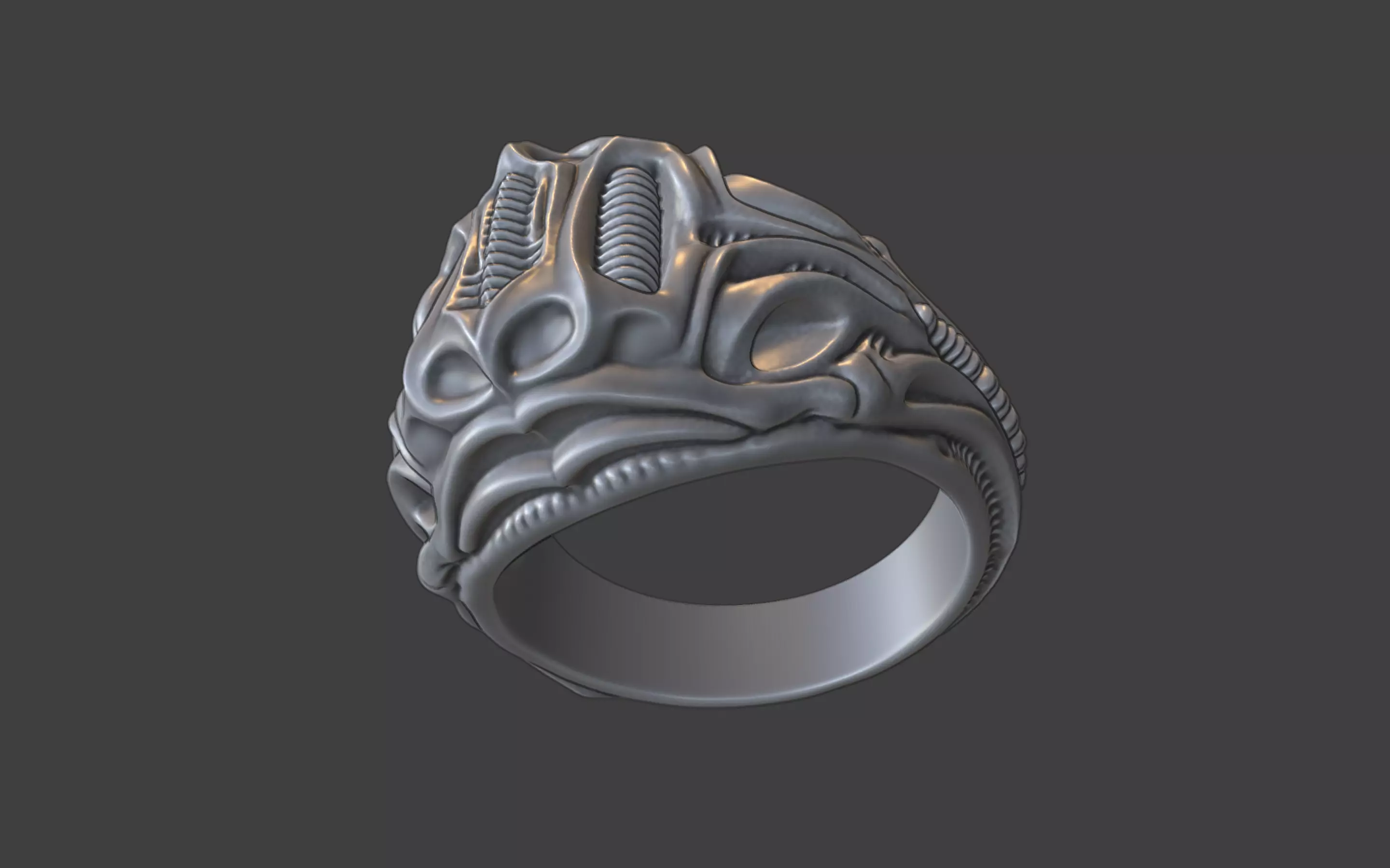bioorganic giger style ring  v4 3D print model_8