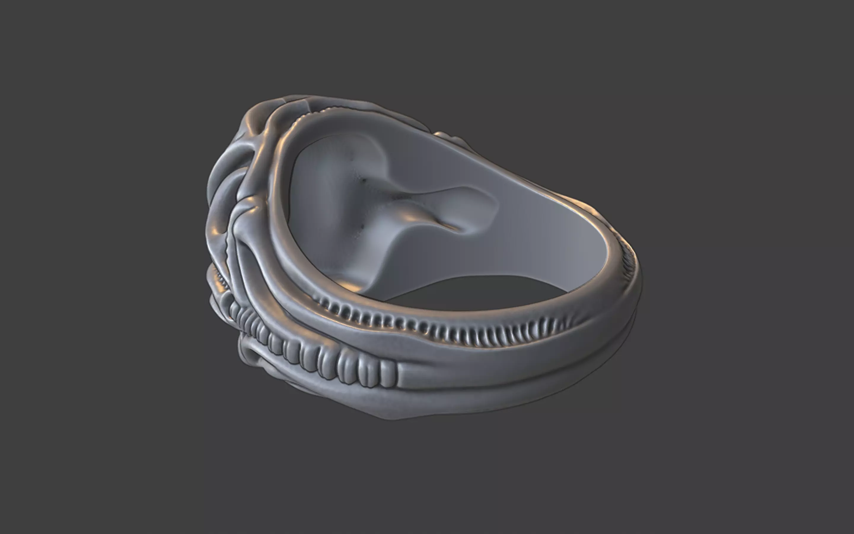 bioorganic giger style ring  v4 3D print model_9